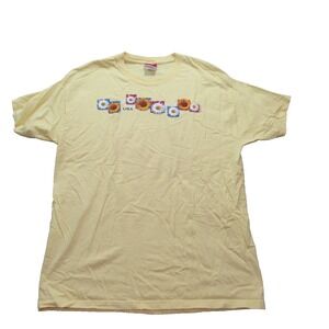 Sonoma Shirt Womens Large Yellow USA Flowers Graphic Tee Sunflower Daisy 2000s
